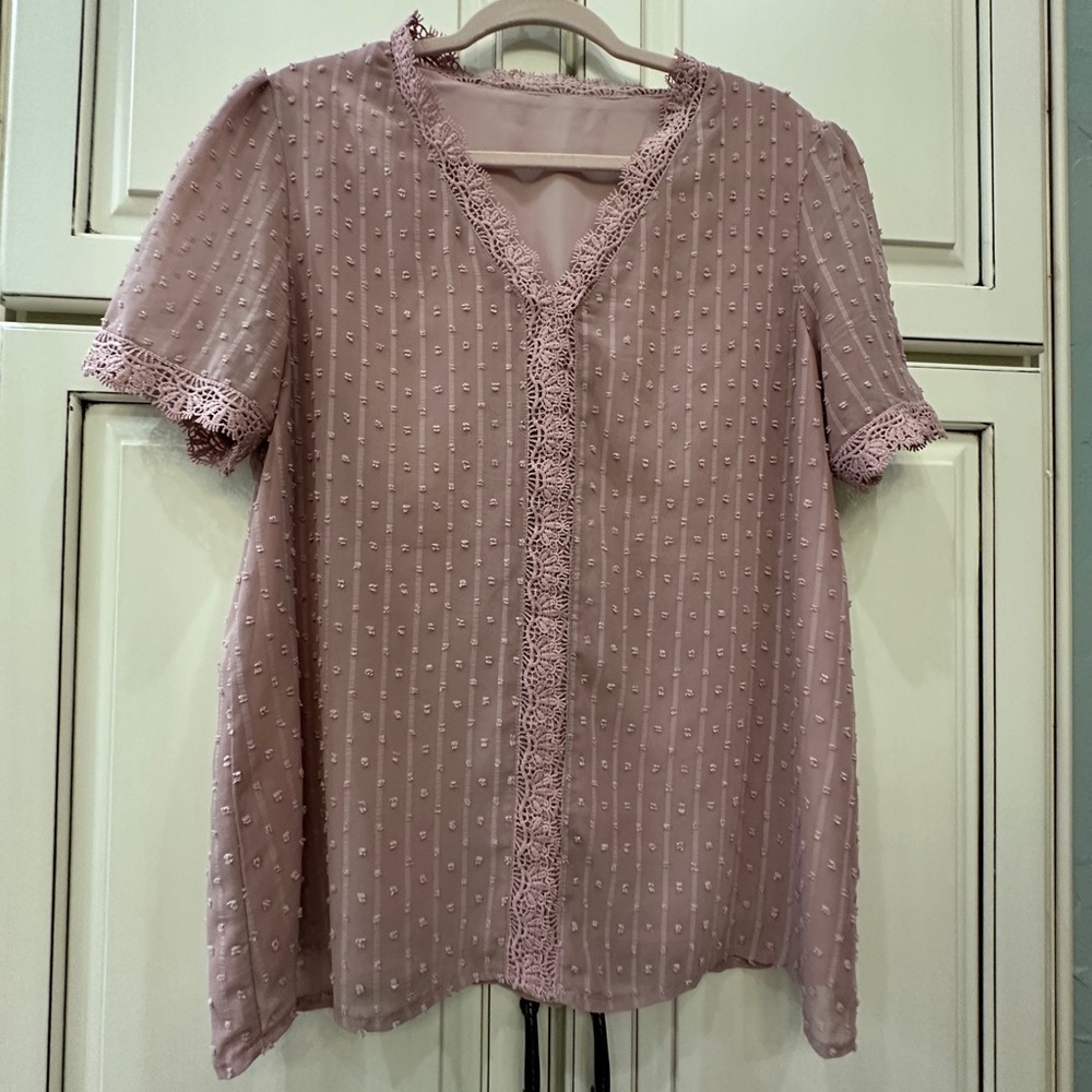 Mauve Lace Trim Blouse